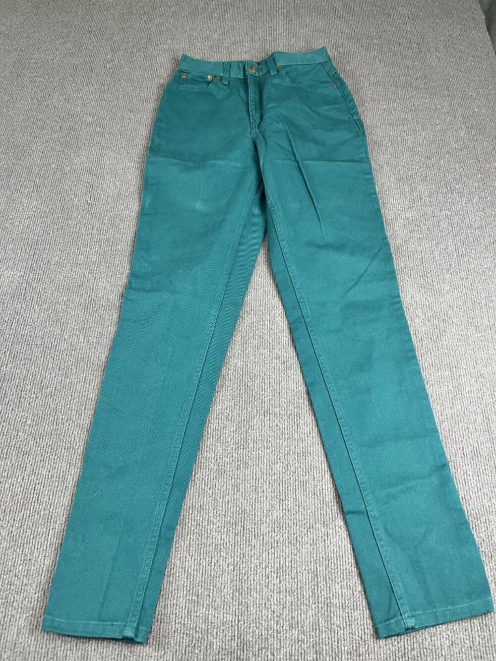 Newport News Jeanology Womens Teal Straight-Leg Jeans Size 8